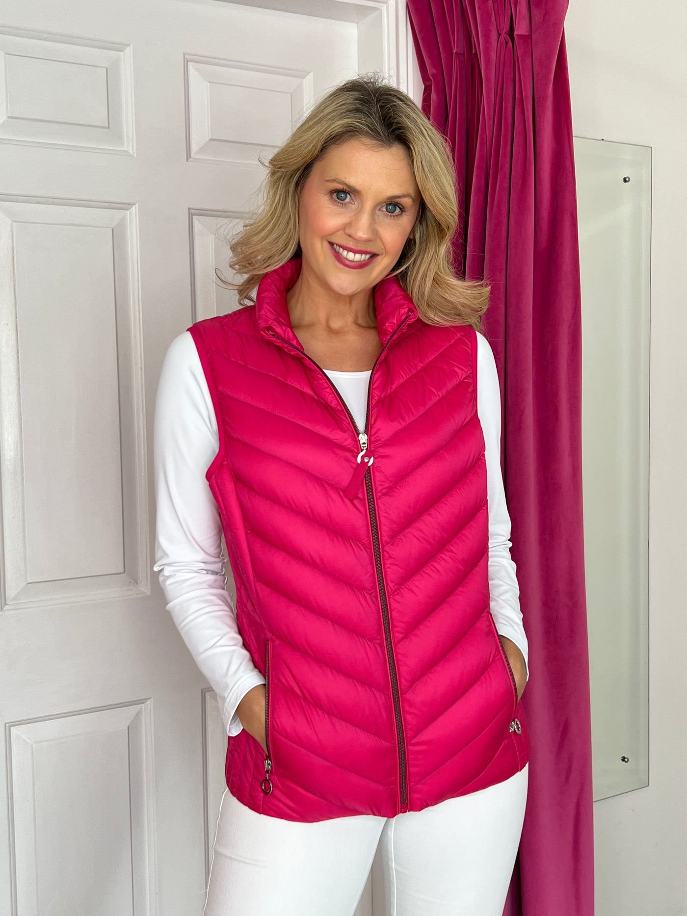 Pink Gilet with Silver Zip Detail