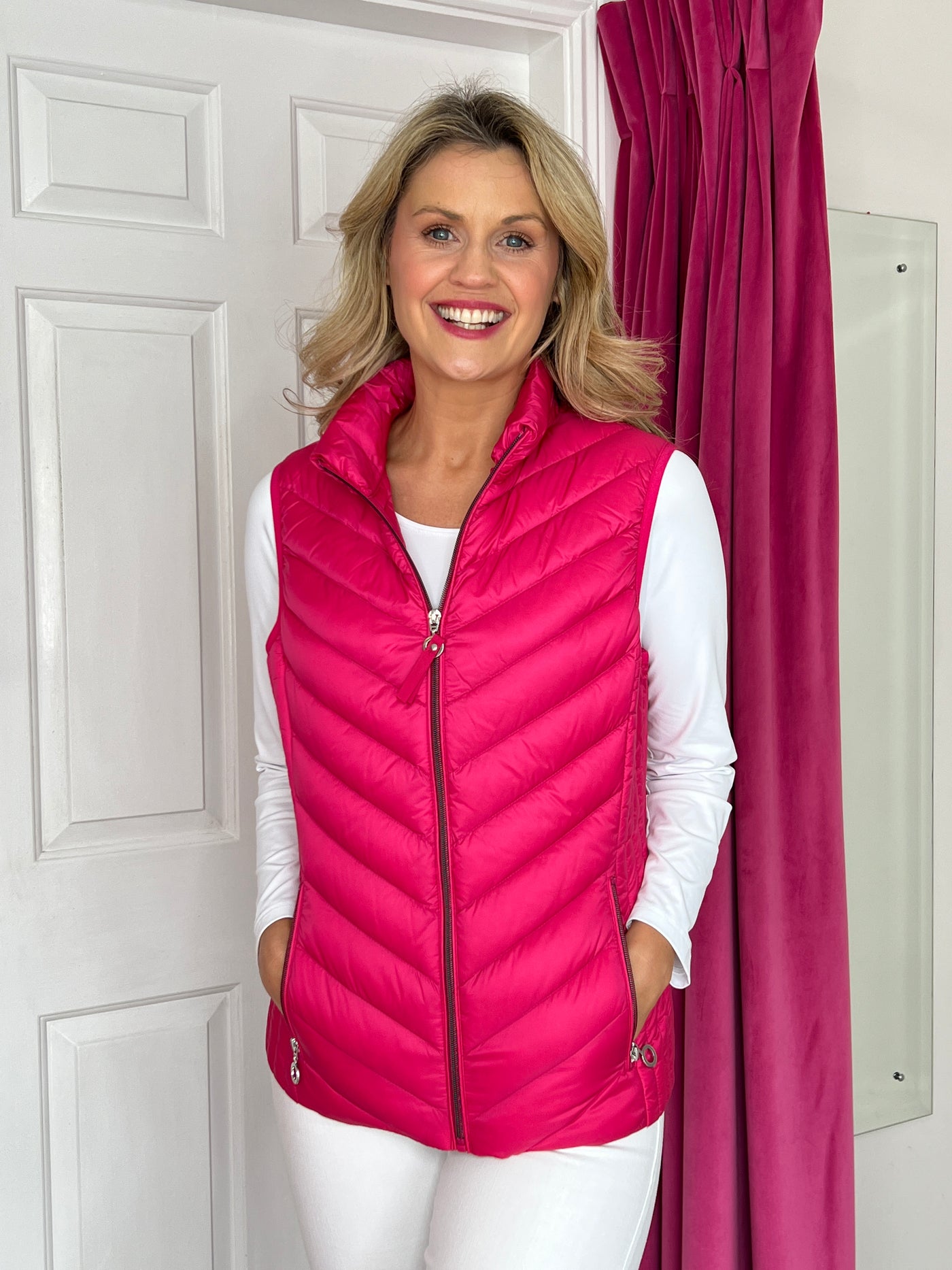 Pink Gilet with Silver Zip Detail