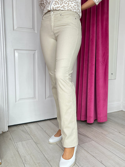 Beige Flared Leg Magic Fit Jeans