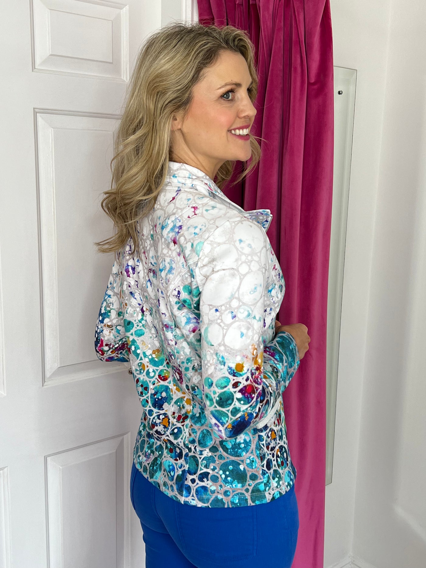 Multicoloured Zip Up Jacket with Pockets