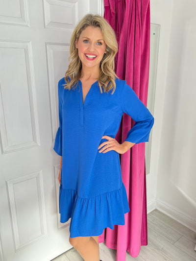 Joseph Ribkoff Oasis Blue Dress with V Neck