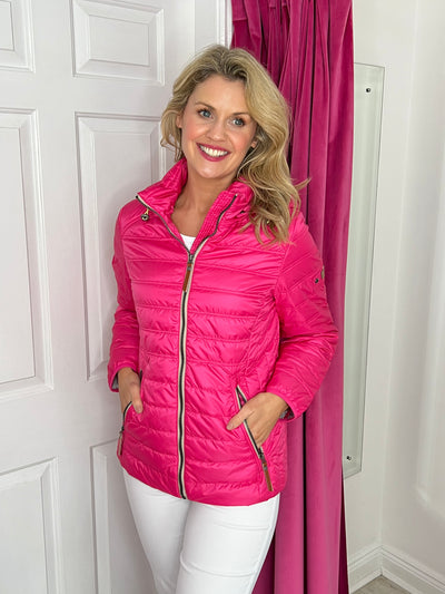 Cerise Hooded Coat with Zip Pockets