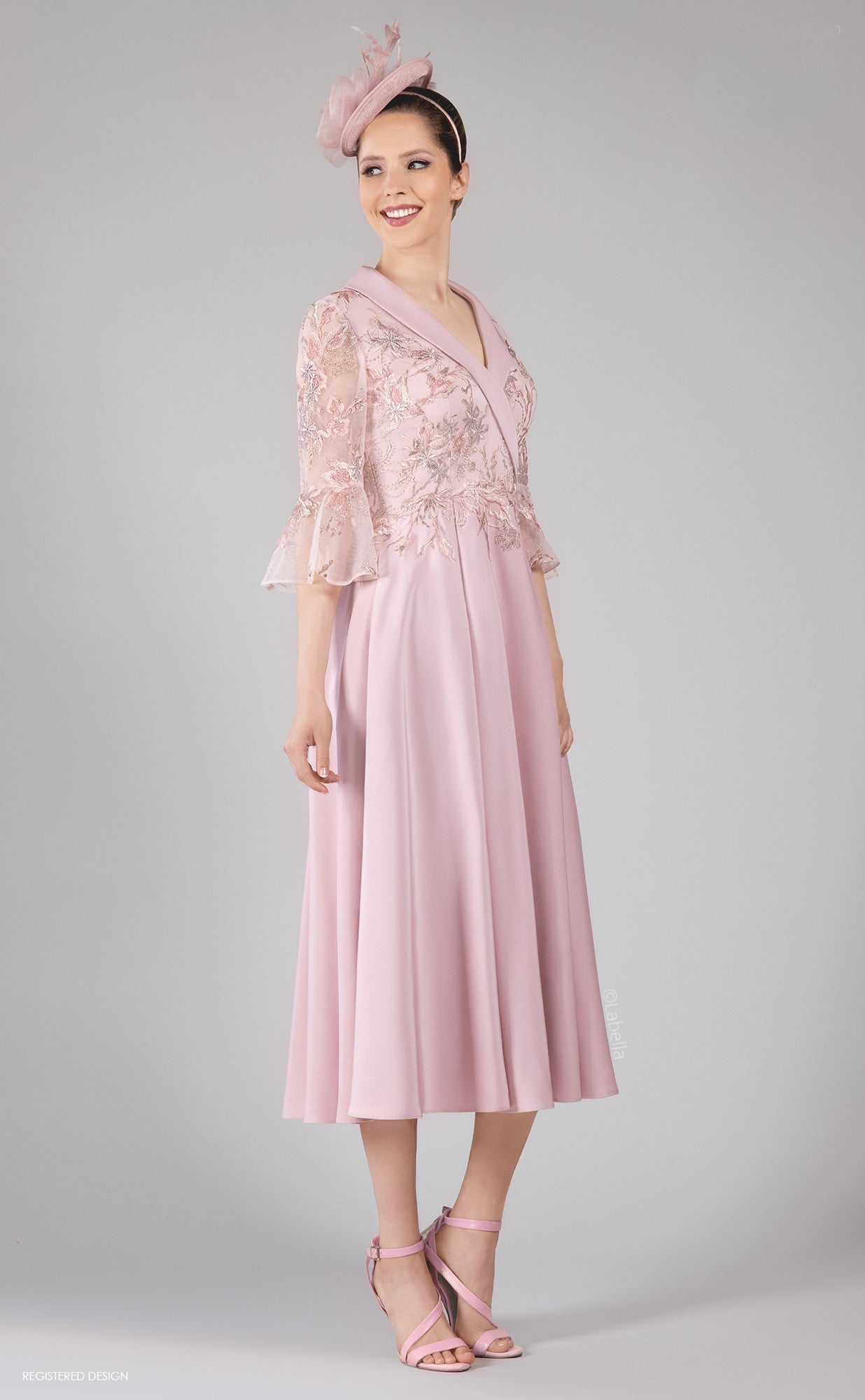 Dusty Pink Dress with Bell Sleeves