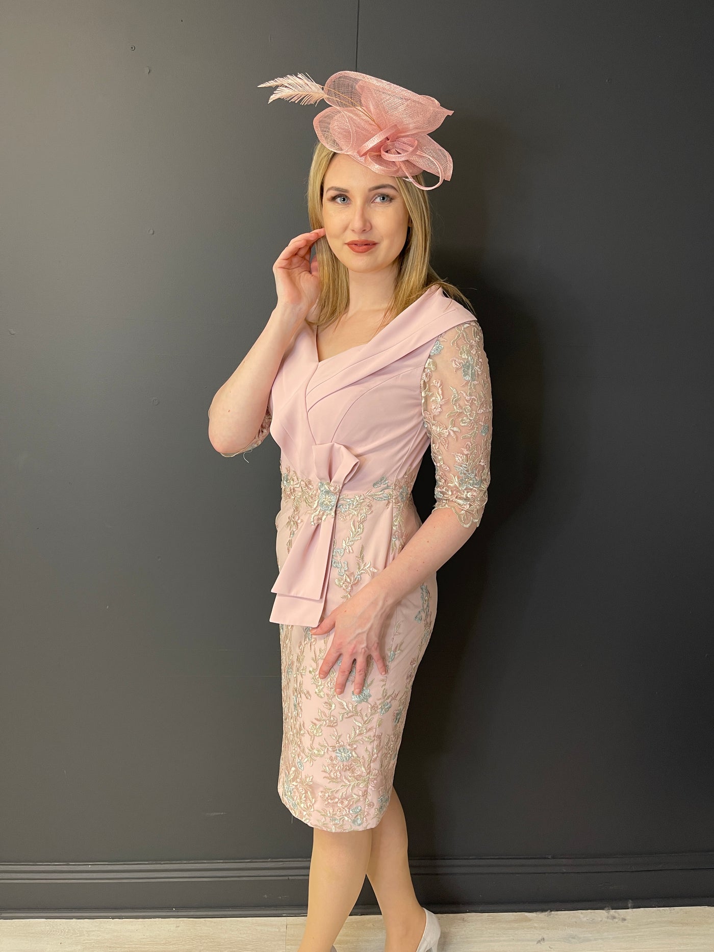 Pink Dress With Floral Lace Detail