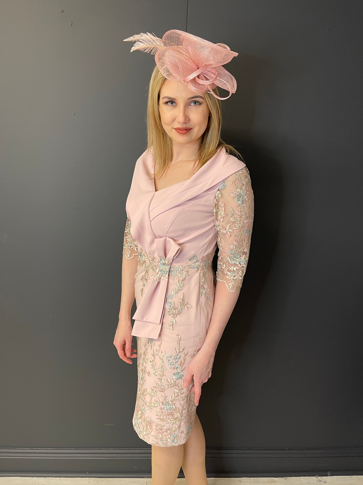 Pink Dress With Floral Lace Detail