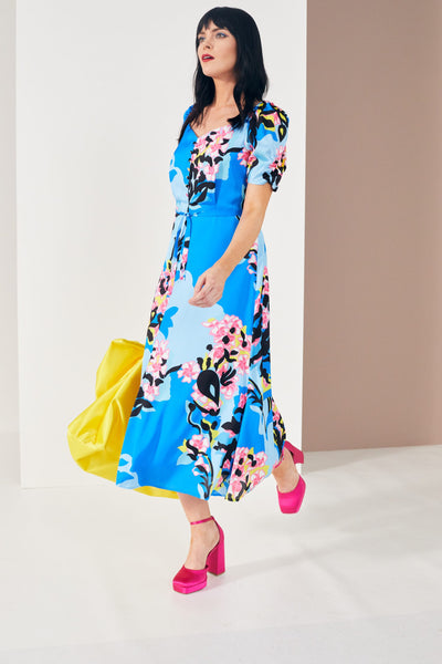 Floral Dress With Buttons and Tie Belt