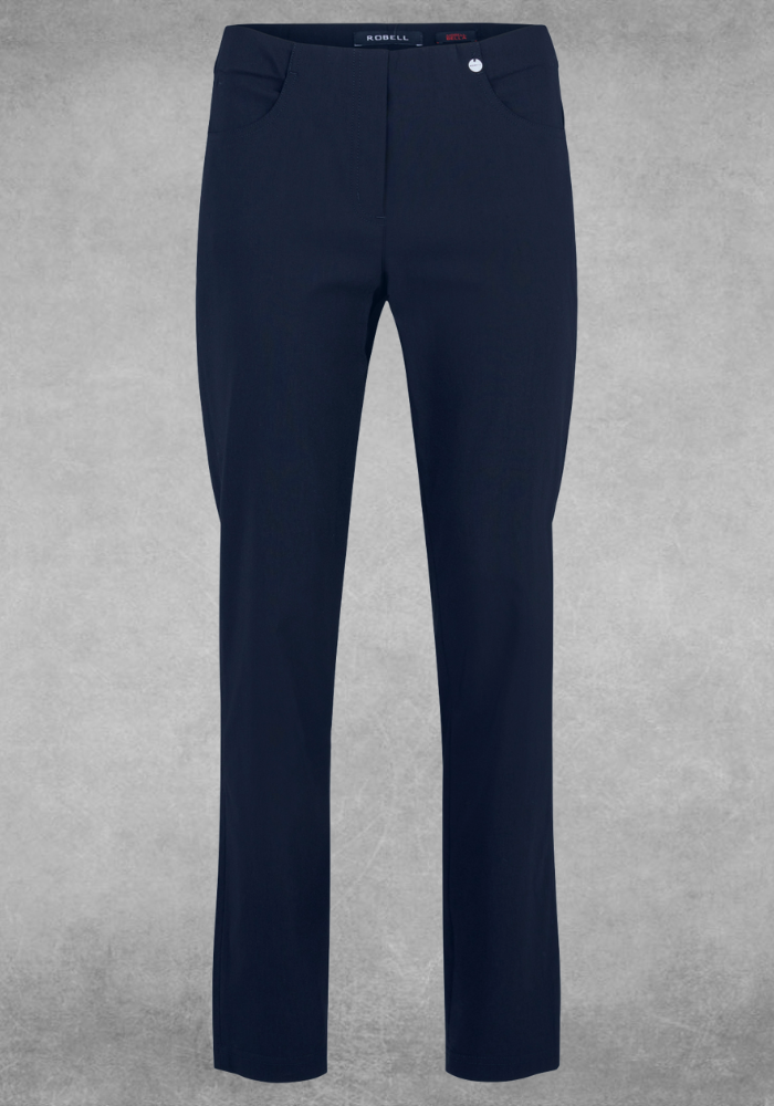 Navy Full Length Bella Trousers with Pockets
