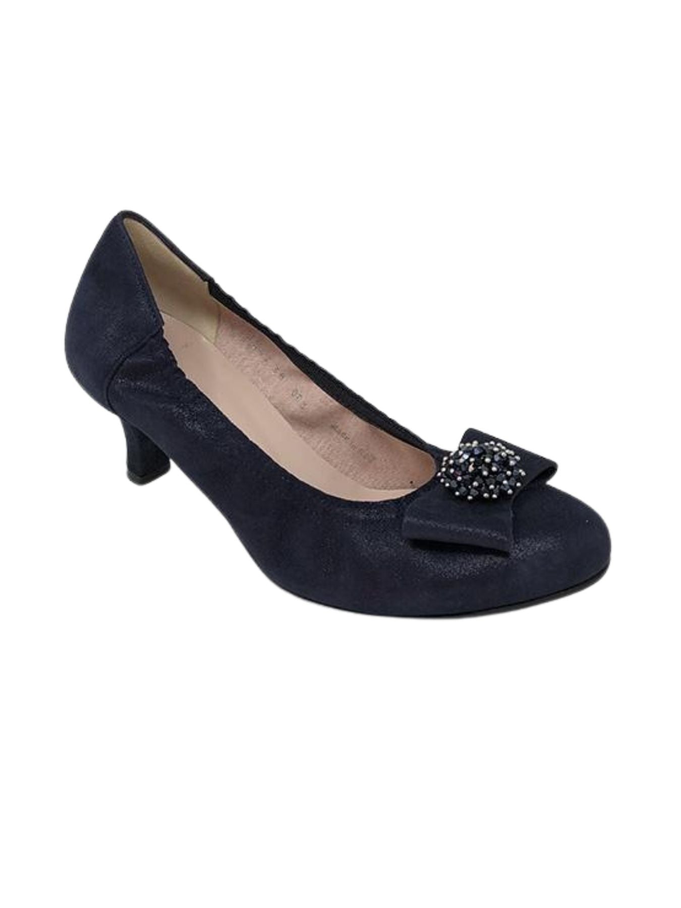 Navy Low Heel With Bow On Toe