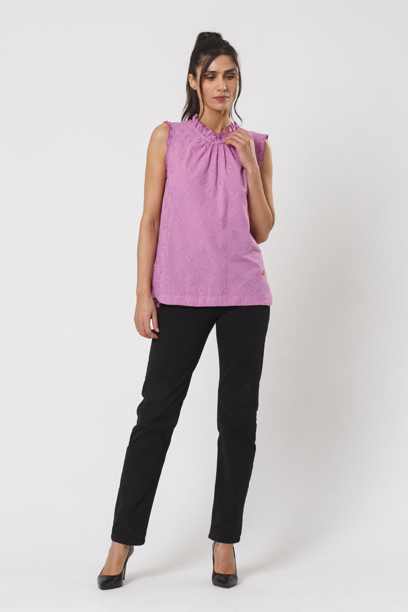 Marley Lilac Ruffle Neck Blouse Top