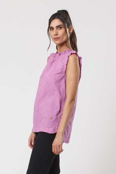 Marley Lilac Ruffle Neck Blouse Top