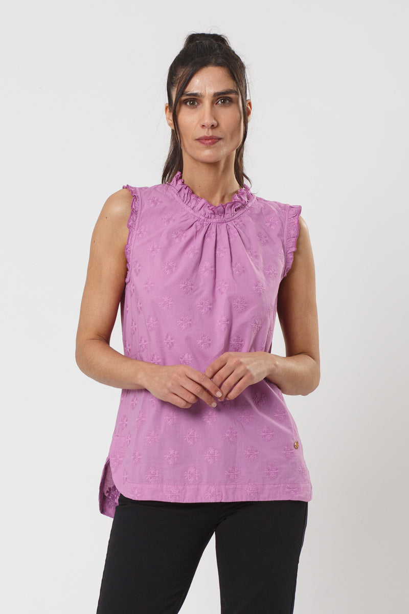 Marley Lilac Ruffle Neck Blouse Top