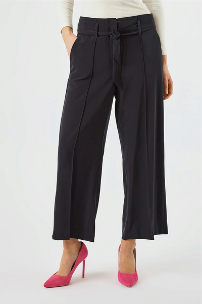 Robell "Emma"Navy Trousers with Wide Leg and Belt