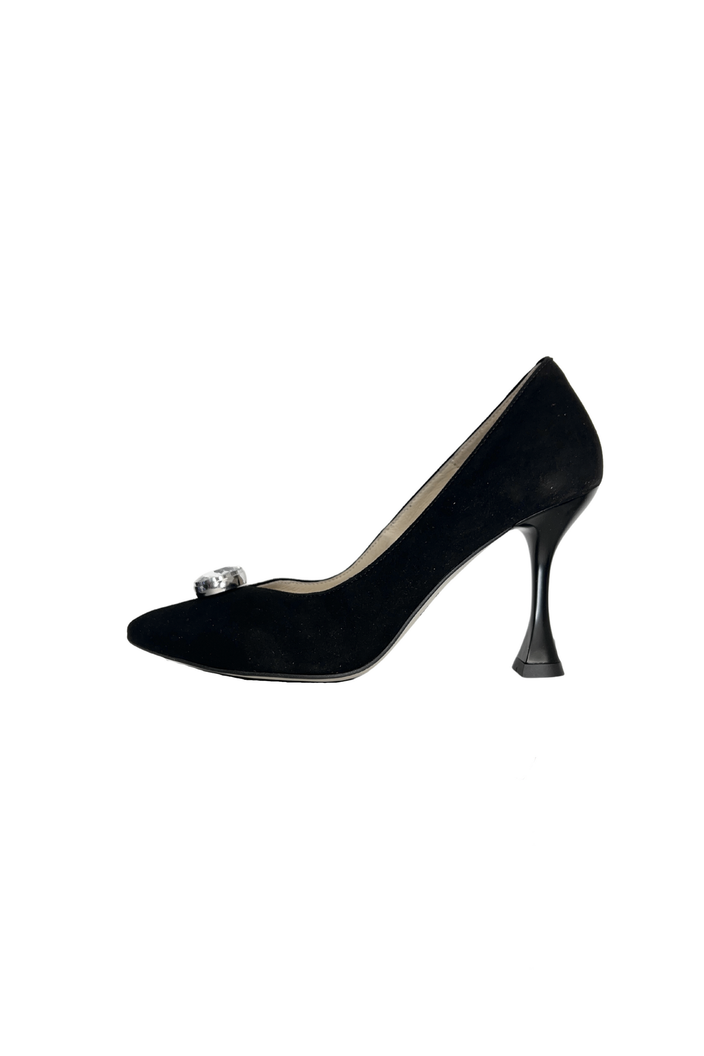 High Heel Black Shoe With Diamond Embellishment