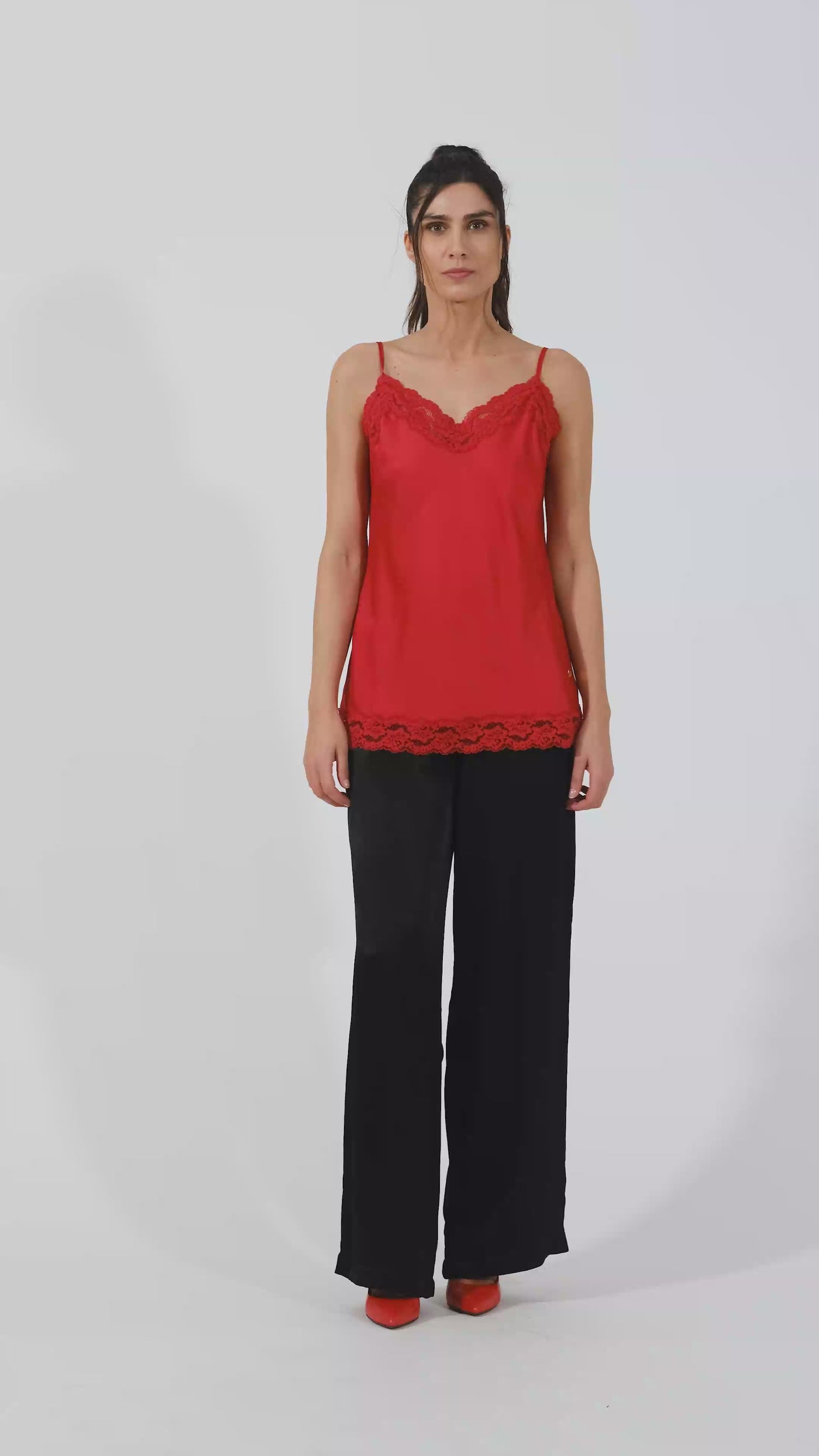 Chapelle Red Satin Camisole