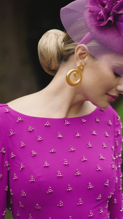 Magenta Dress with Pearl Detail