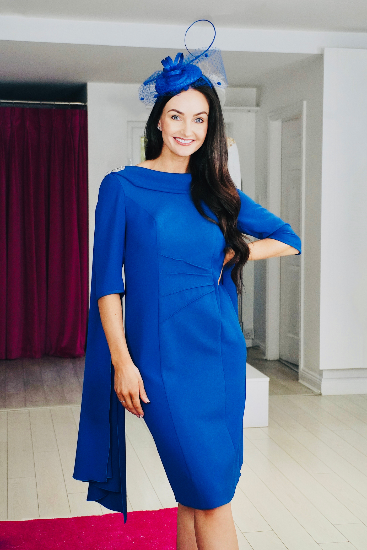 Royal Blue Dress with Shoulder Detail
