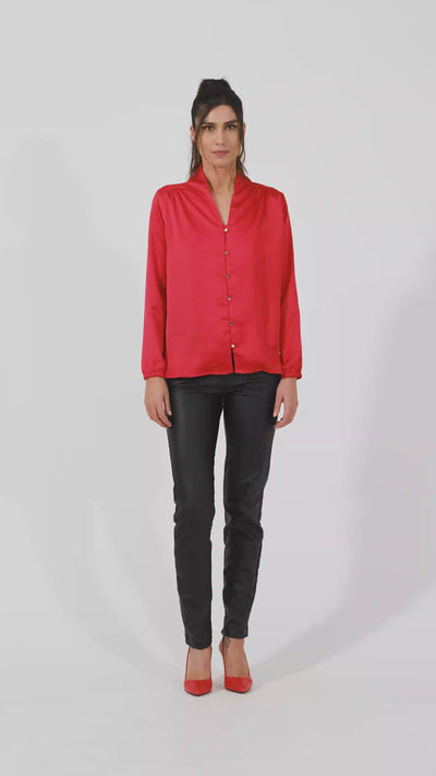 Amalie Red Silk Blouse