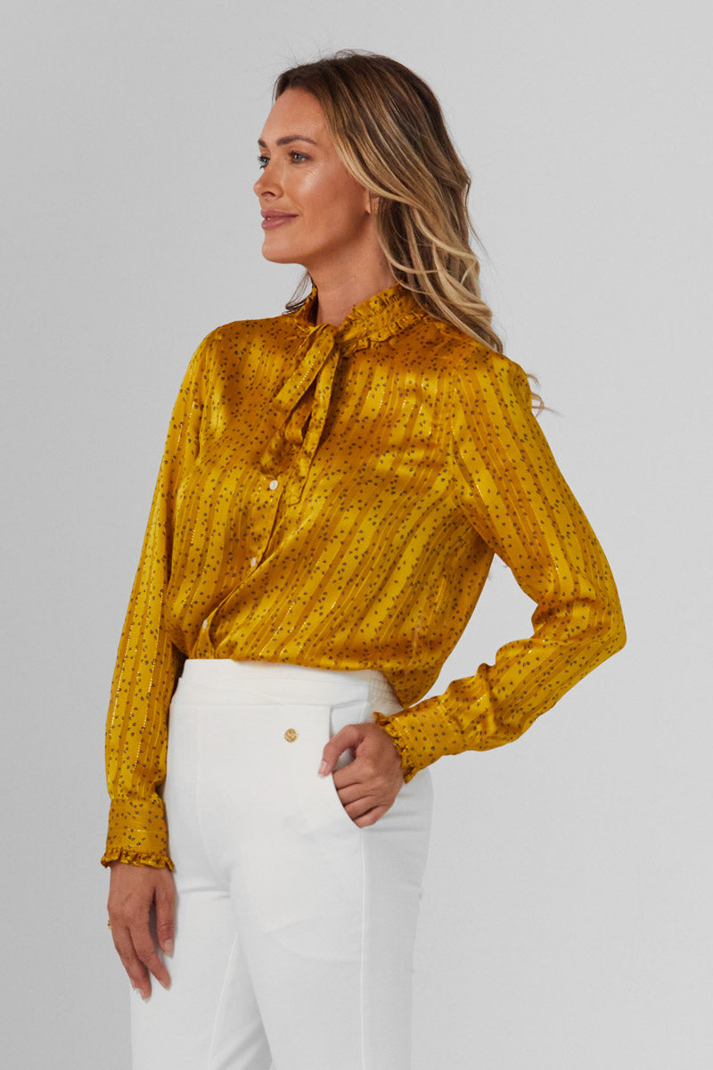 Bouchari Gold Printed Georgette Blouse