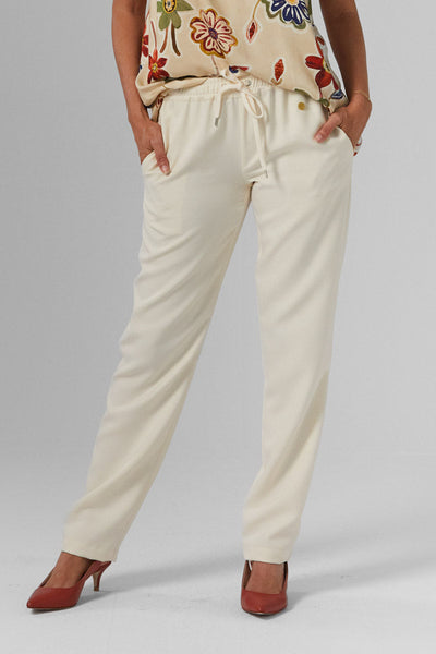 D2D Cream Trousers Full-Stretch Waist