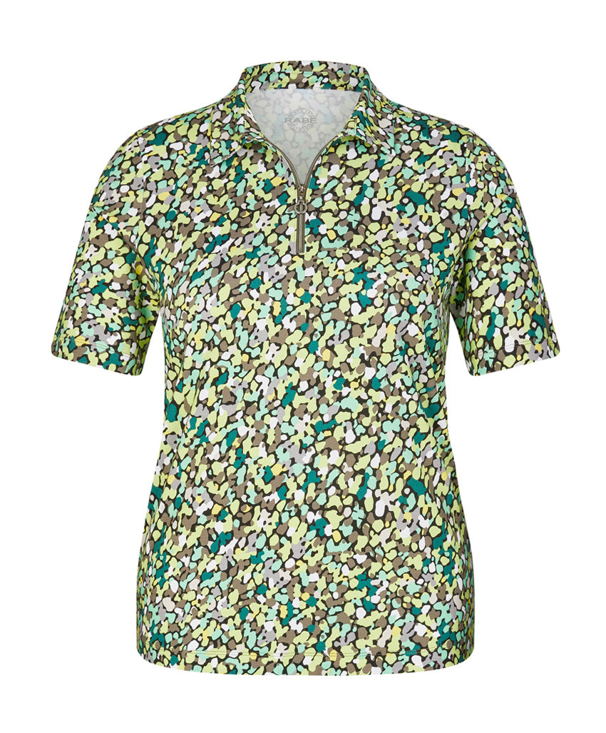 Lime Multicoloured T-Shirt with Collar and Zip Detail