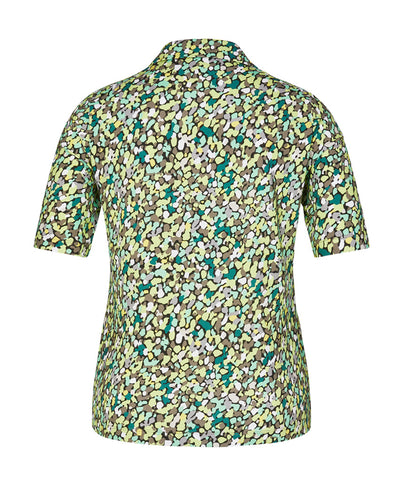 Lime Multicoloured T-Shirt with Collar and Zip Detail